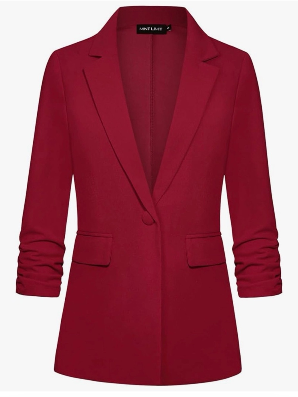 MintLimit Women's Wine Red One Button Blazer Jacket NWT